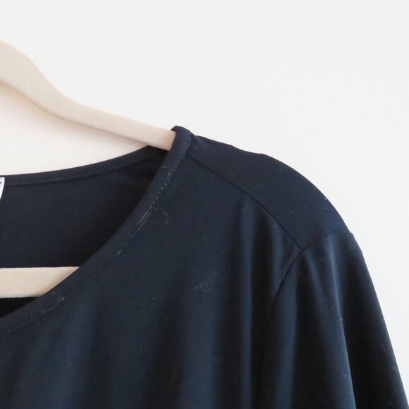 JOSEPH RIBKOFF Knot Hem Stretch Top in Navy Office Minimalist Comfort Size US 10 - Picture 8 of 13